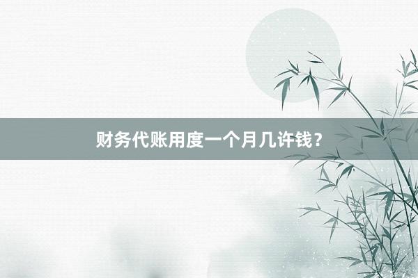 财务代账用度一个月几许钱？